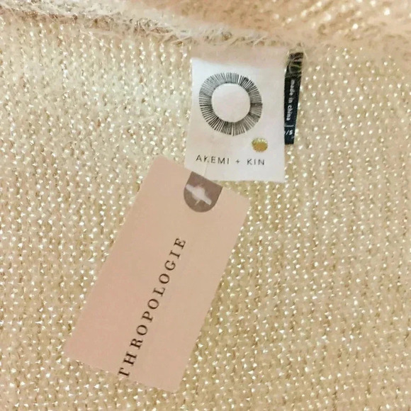 Anthropologie Akemi + kim One Size Beige Lara Eyelash Poncho Sweater NEW! - Picture 7 of 8